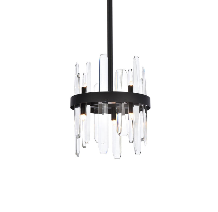 10 Inch Crystal Round Pendant In Black