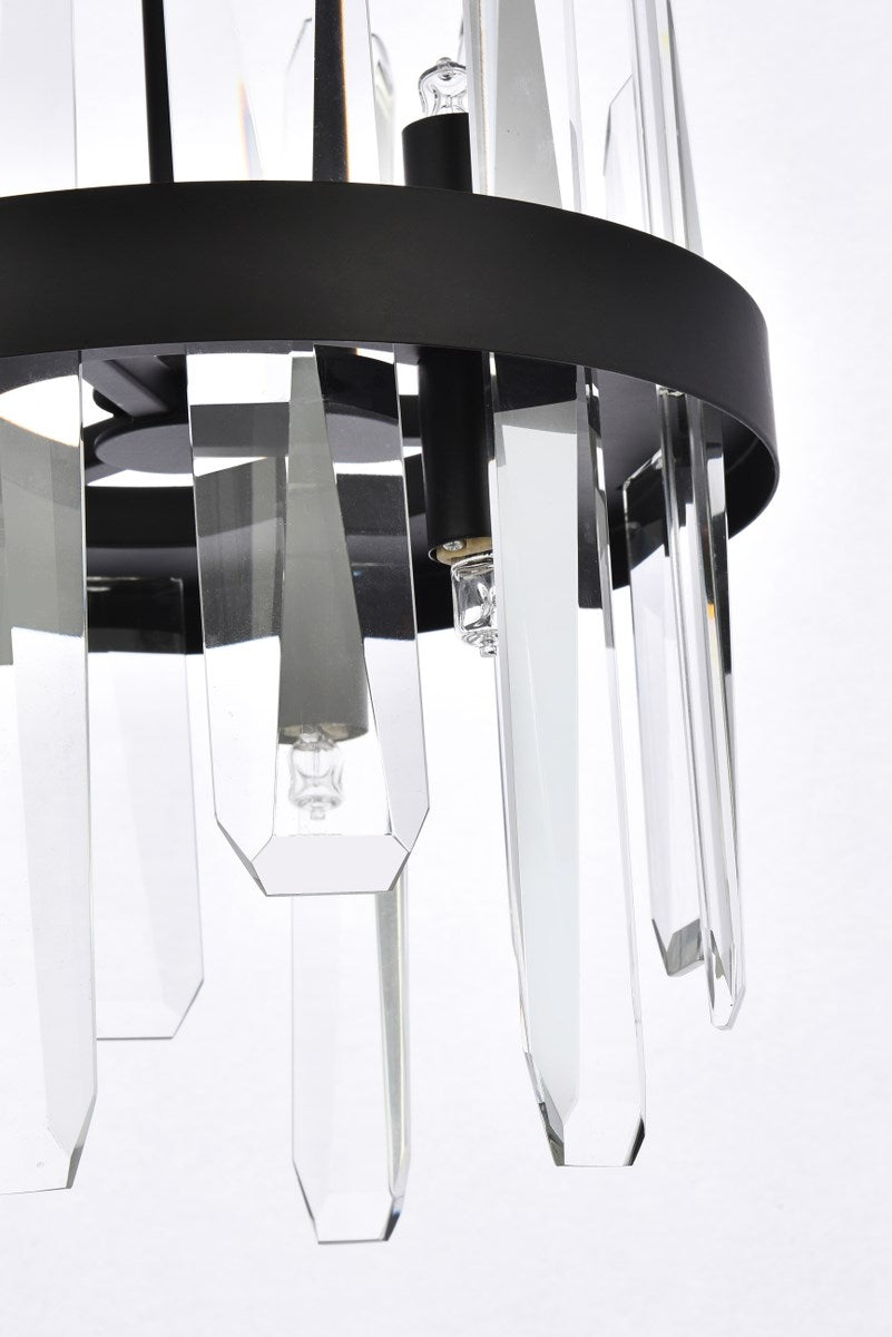 10 Inch Crystal Round Pendant In Black