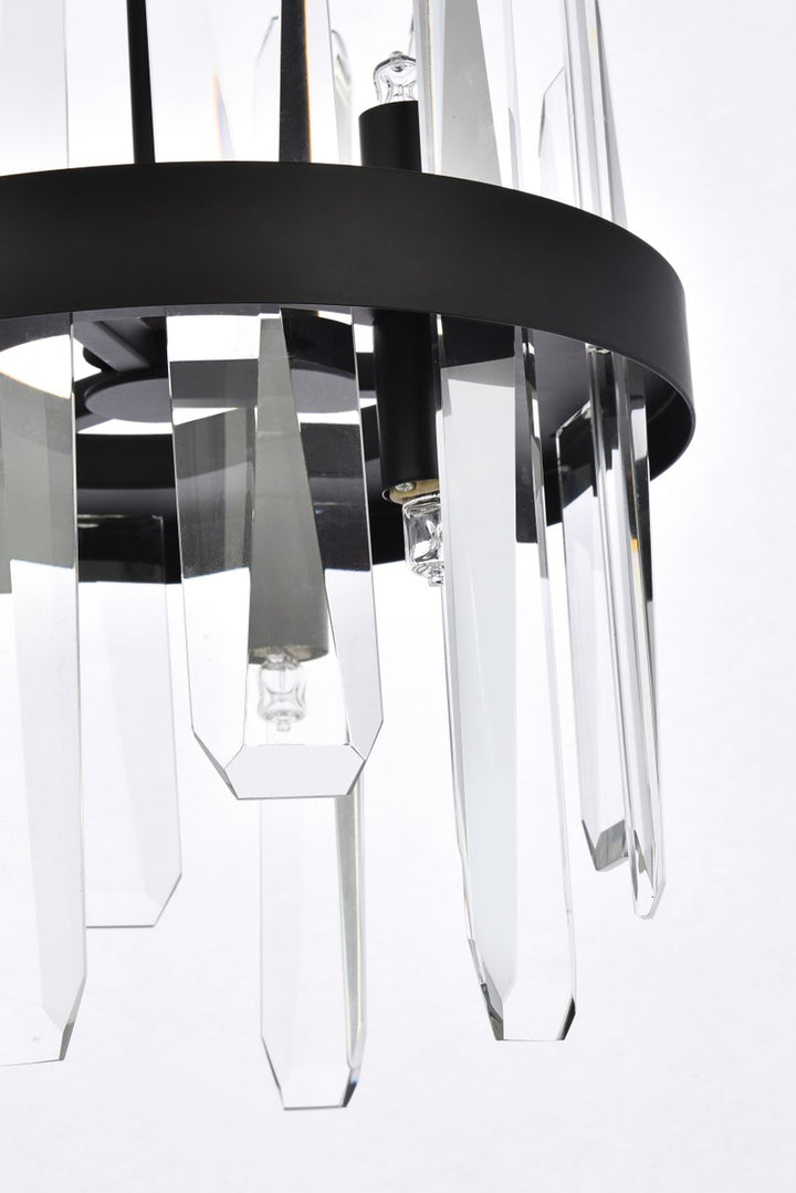 10 Inch Crystal Round Pendant In Black