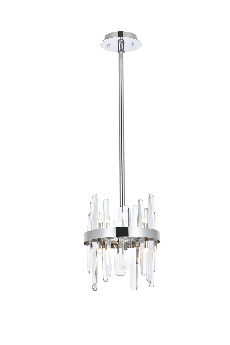 10 Inch Crystal Round Pendant In Chrome by Elegant Lighting