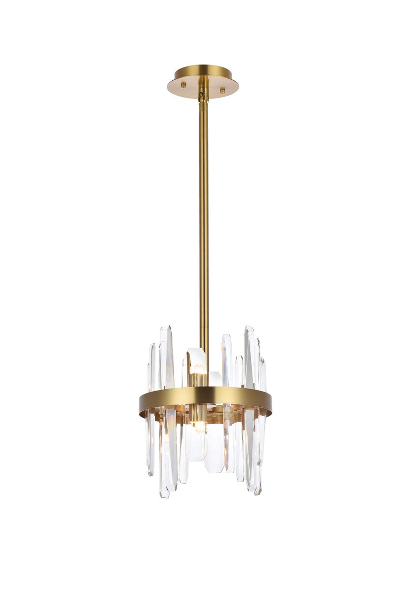 10 Inch Crystal Round Pendant In Satin Gold by Elegant Lighting