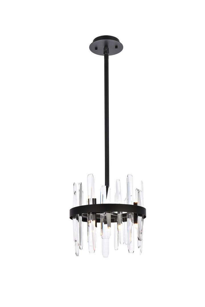 12 Inch Crystal Round Pendant In Black by Elegant Lighting