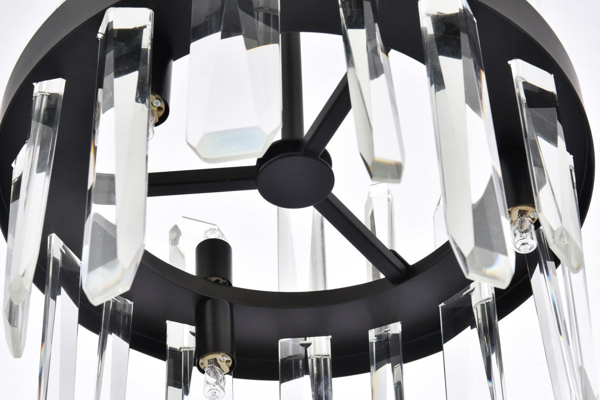 12 Inch Crystal Round Pendant In Black