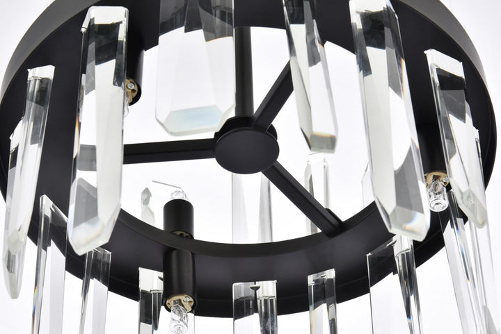 12 Inch Crystal Round Pendant In Black