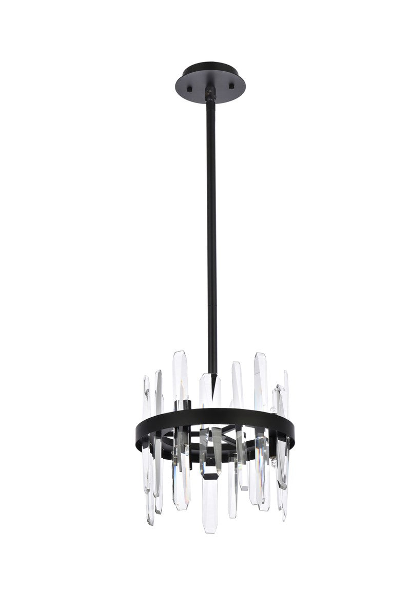 12 Inch Crystal Round Pendant In Black