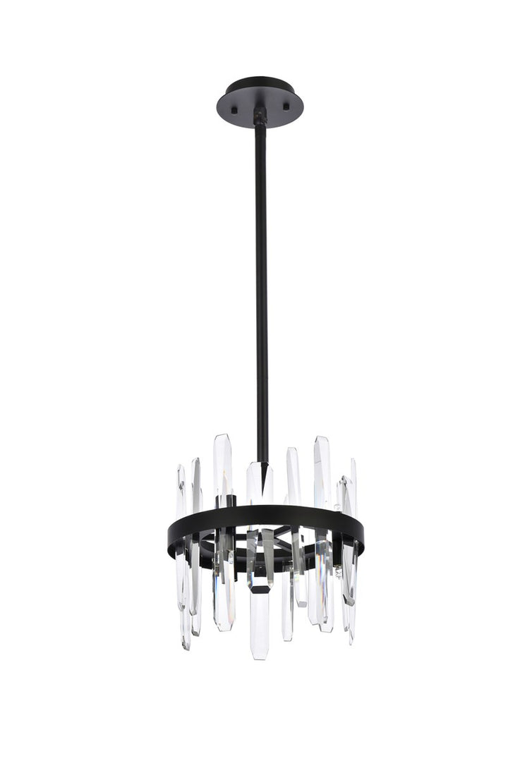 12 Inch Crystal Round Pendant In Black