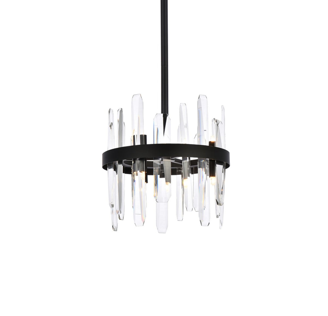 12 Inch Crystal Round Pendant In Black