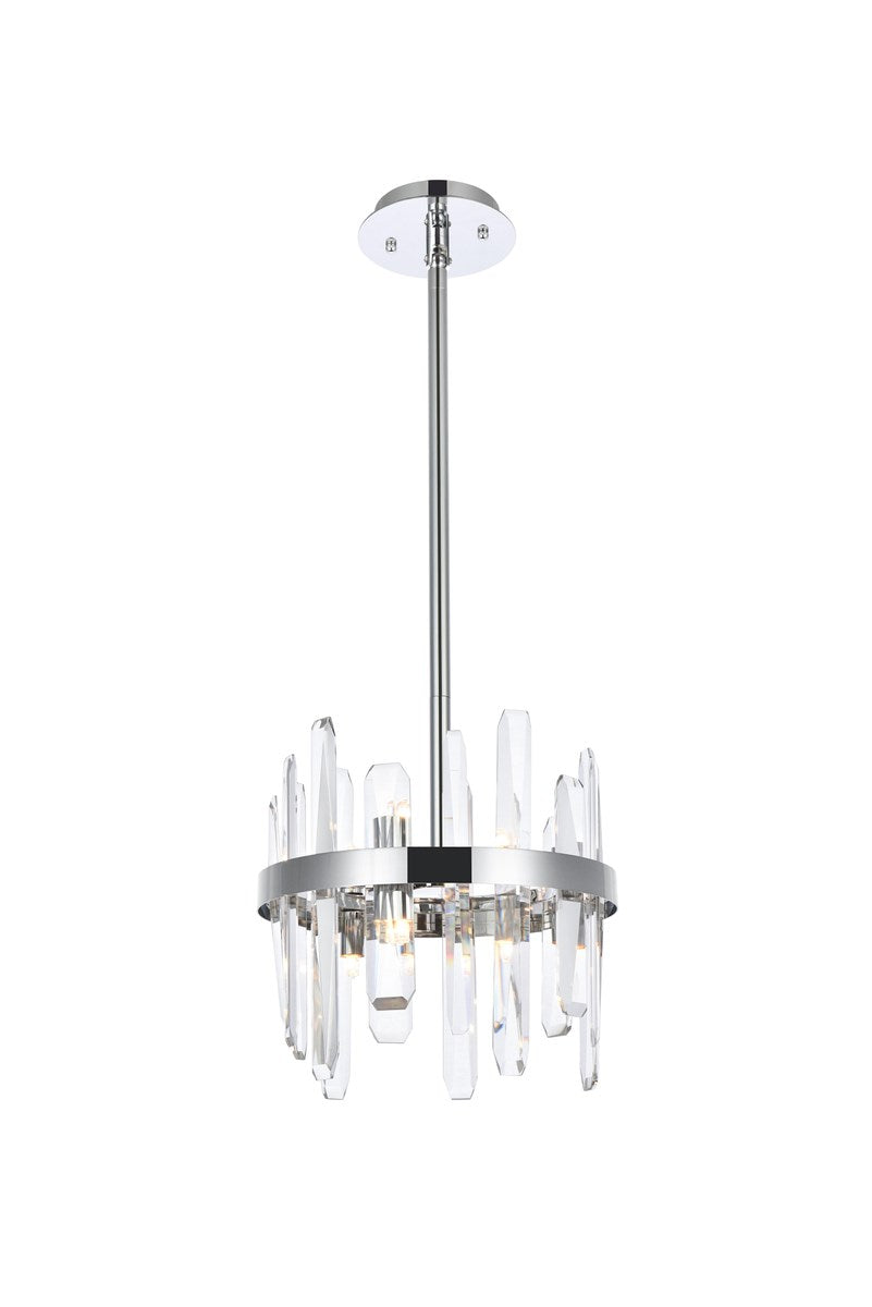 12 Inch Crystal Round Pendant In Chrome by Elegant Lighting