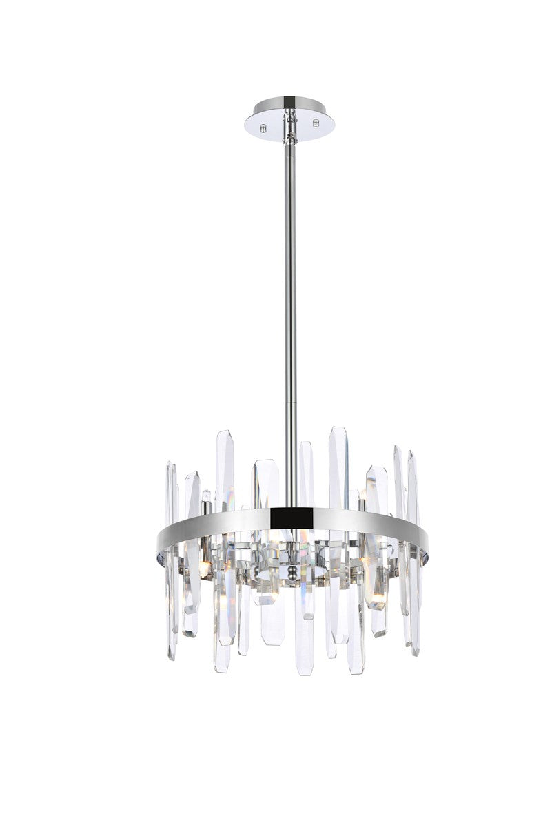 16 Inch Crystal Round Pendant In Chrome by Elegant Lighting