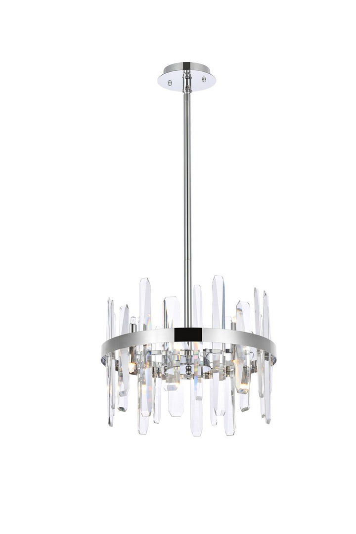 16 Inch Crystal Round Pendant In Chrome by Elegant Lighting