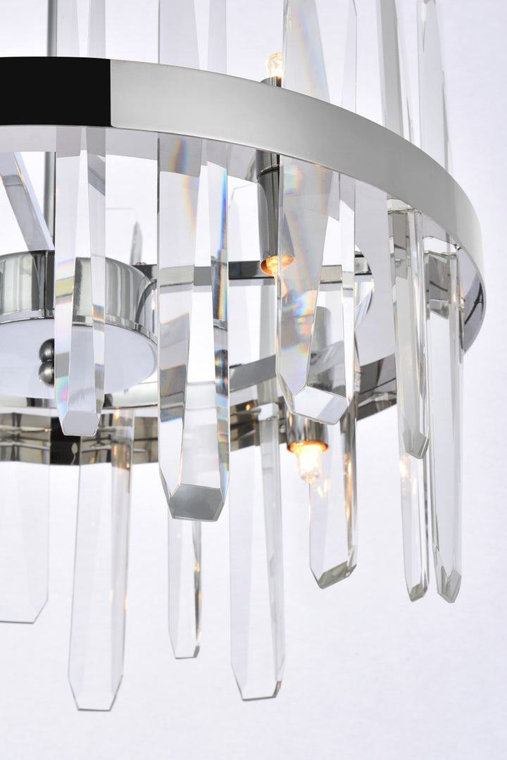 16 Inch Crystal Round Pendant In Chrome