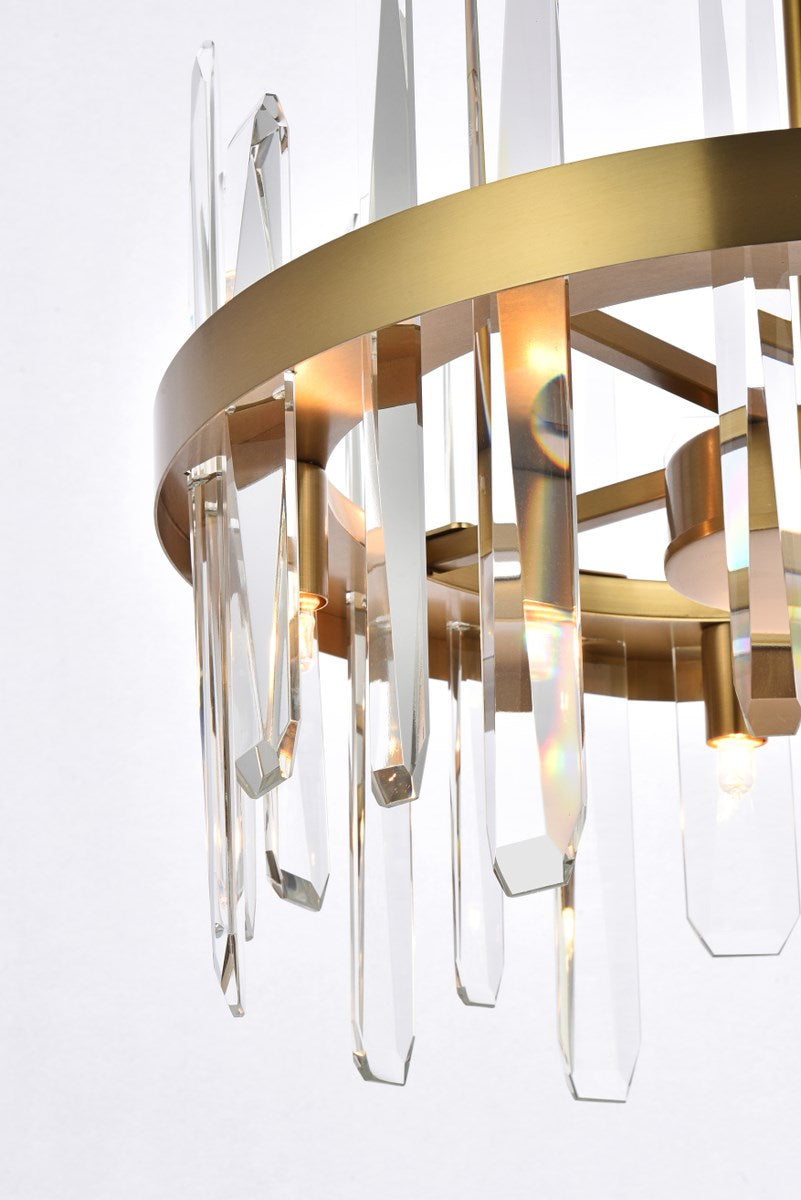 16 Inch Crystal Round Pendant In Satin Gold