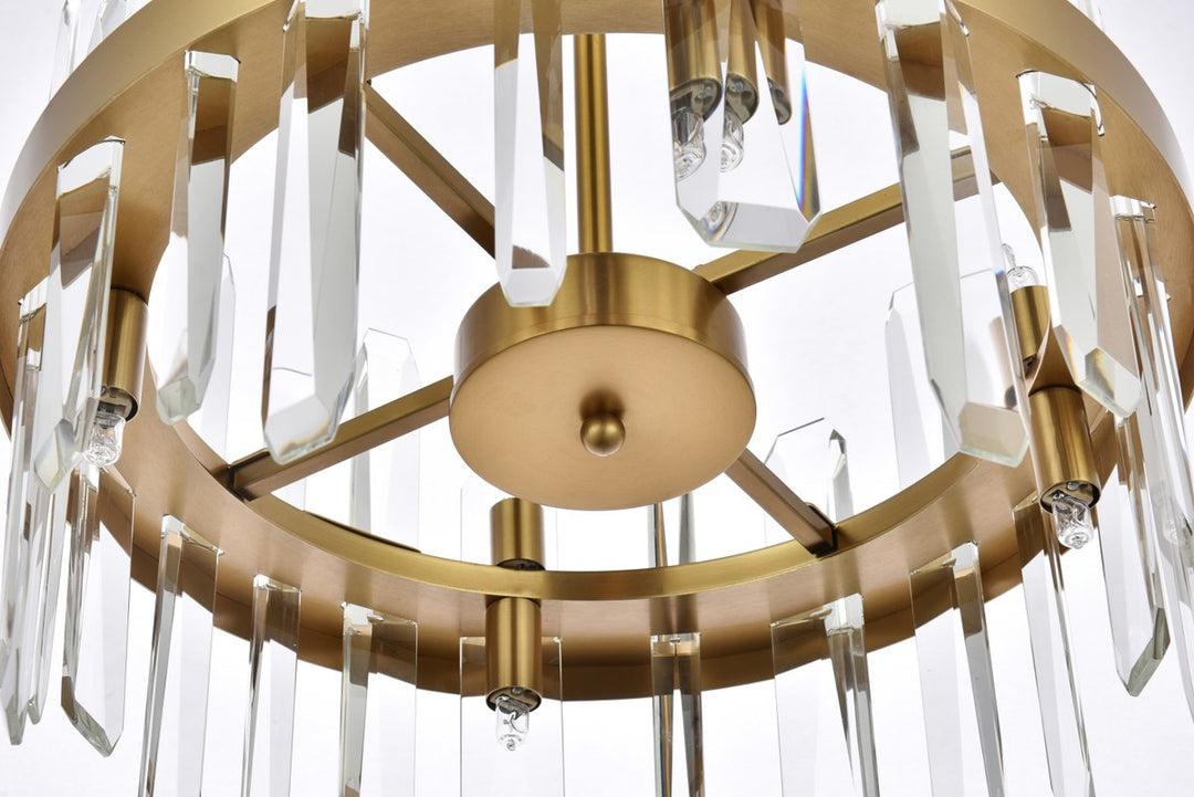 16 Inch Crystal Round Pendant In Satin Gold