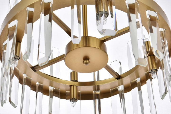 16 Inch Crystal Round Pendant In Satin Gold