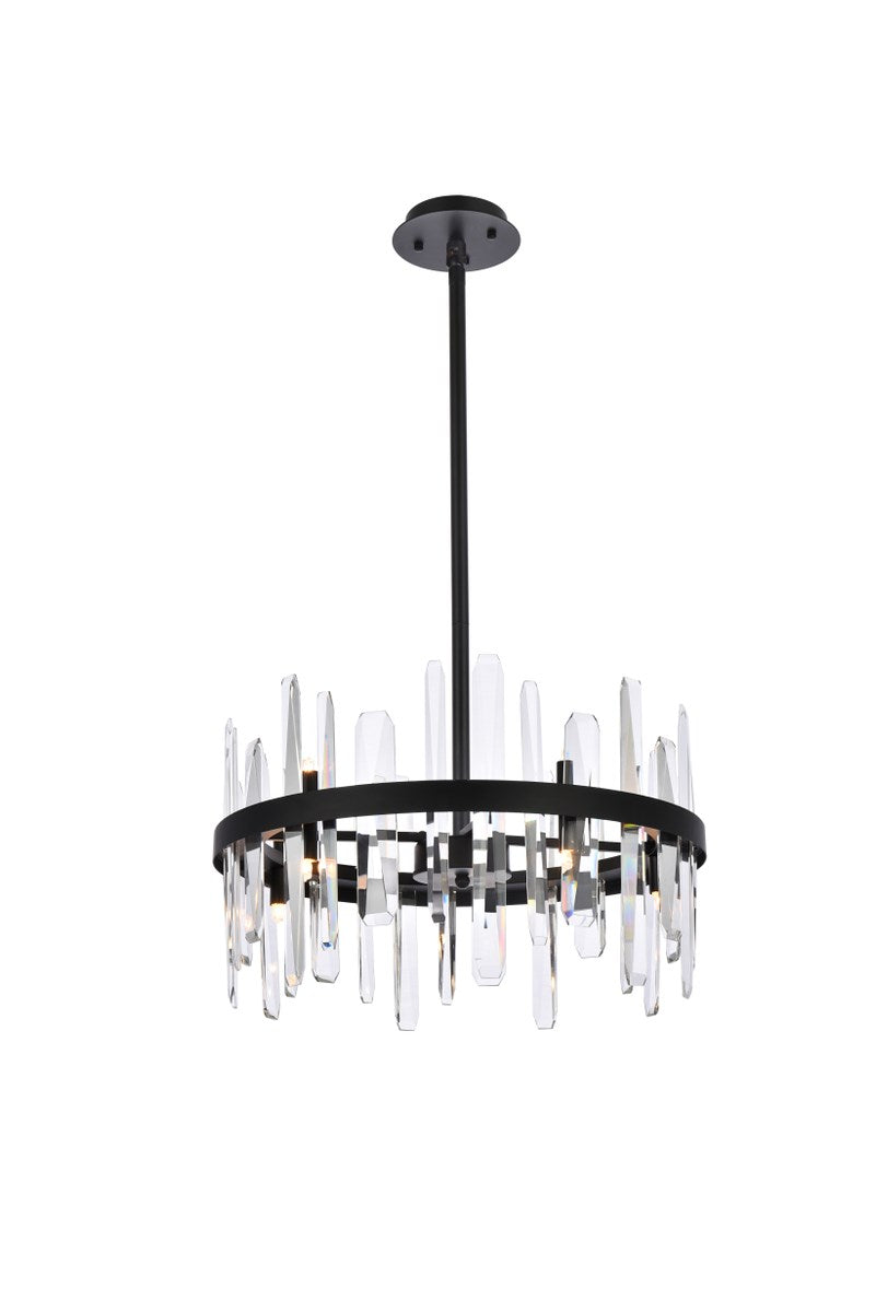 20 Inch Crystal Round Pendant In Black by Elegant Lighting