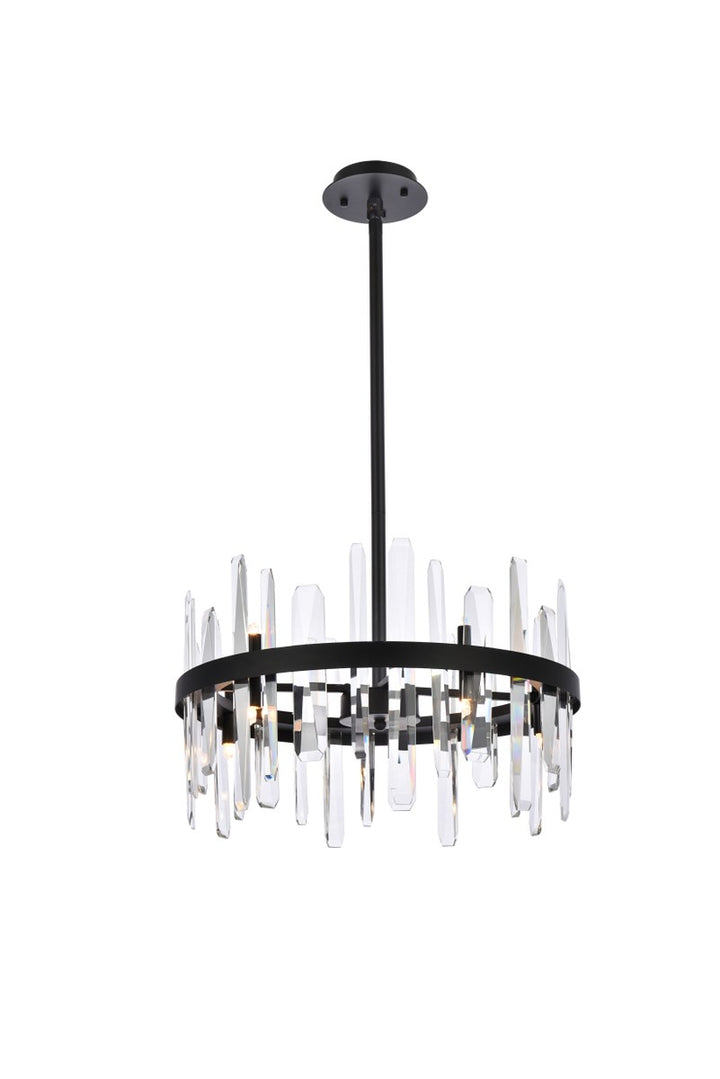 20 Inch Crystal Round Pendant In Black by Elegant Lighting