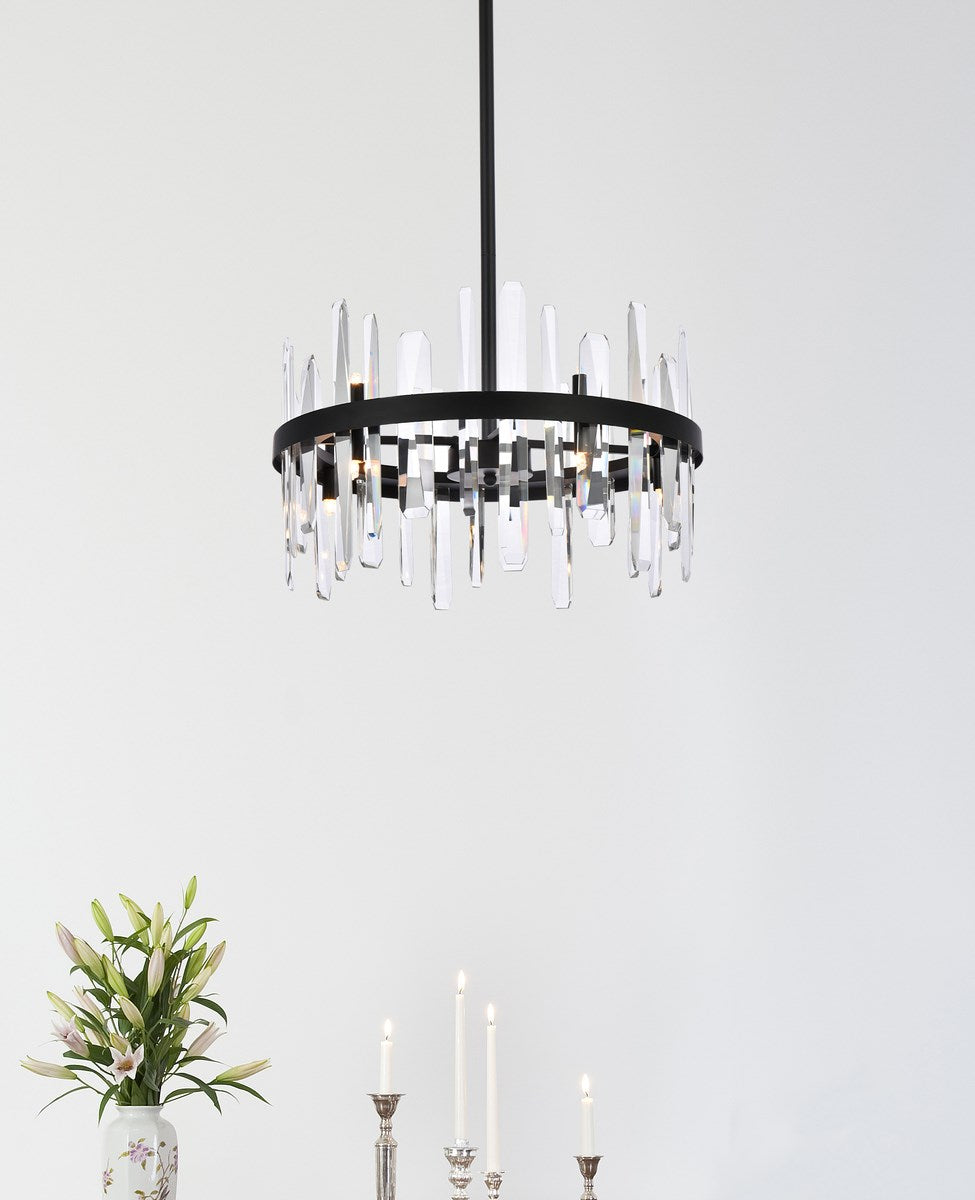 20 Inch Crystal Round Pendant In Black