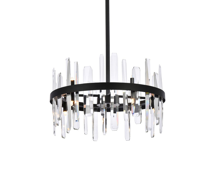 20 Inch Crystal Round Pendant In Black