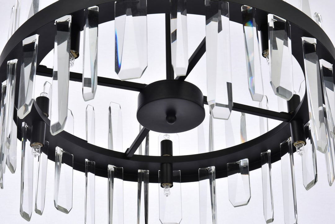 20 Inch Crystal Round Pendant In Black