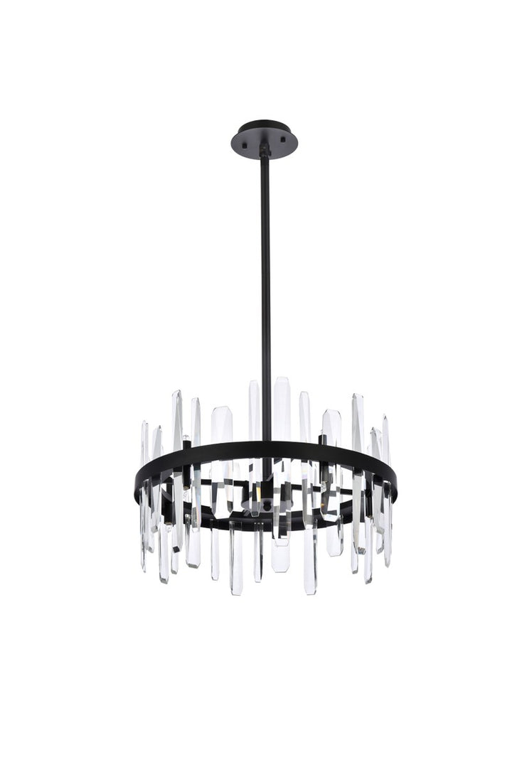 20 Inch Crystal Round Pendant In Black