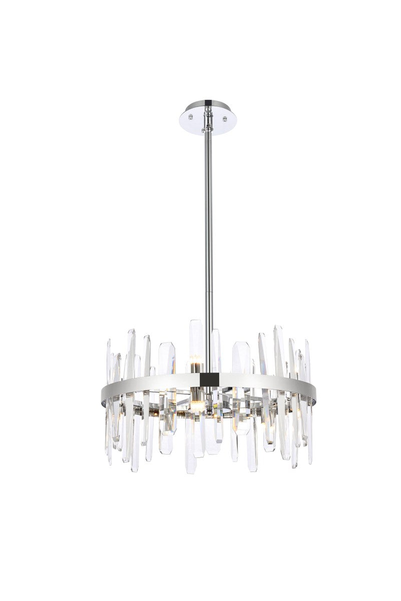 20 Inch Crystal Round Pendant In Chrome by Elegant Lighting