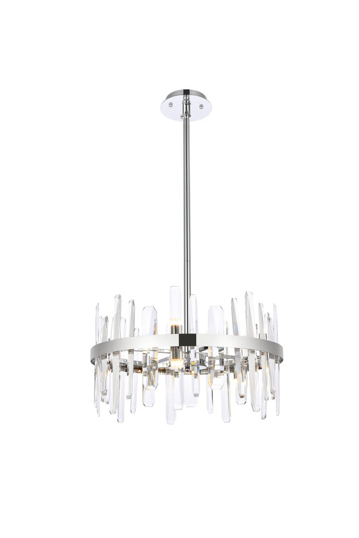 20 Inch Crystal Round Pendant In Chrome by Elegant Lighting