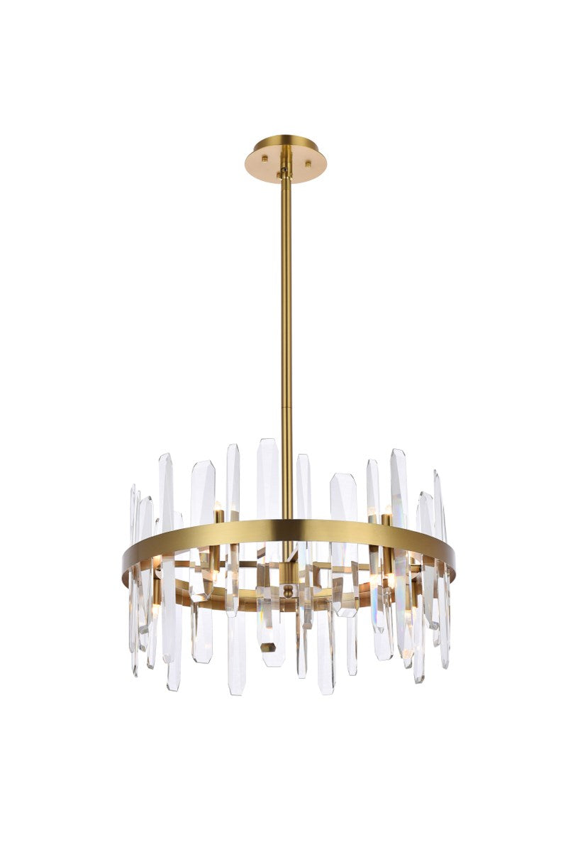 20 Inch Crystal Round Pendant In Satin Gold by Elegant Lighting