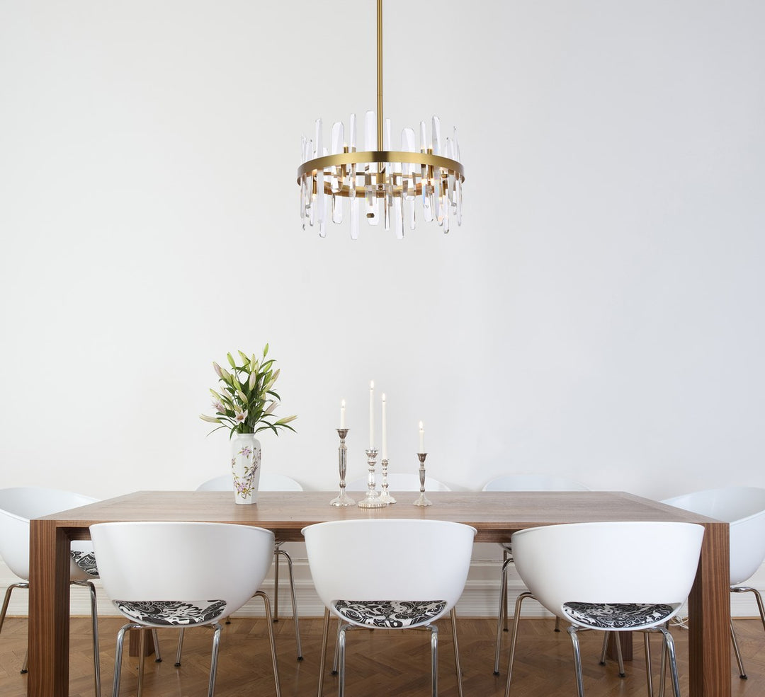 20 Inch Crystal Round Pendant In Satin Gold