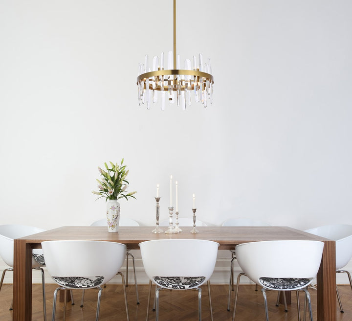 20 Inch Crystal Round Pendant In Satin Gold