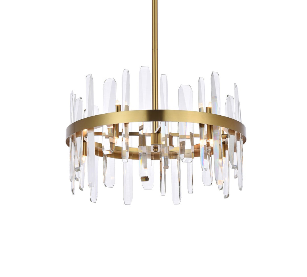 20 Inch Crystal Round Pendant In Satin Gold