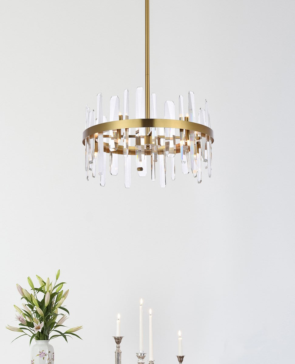 20 Inch Crystal Round Pendant In Satin Gold