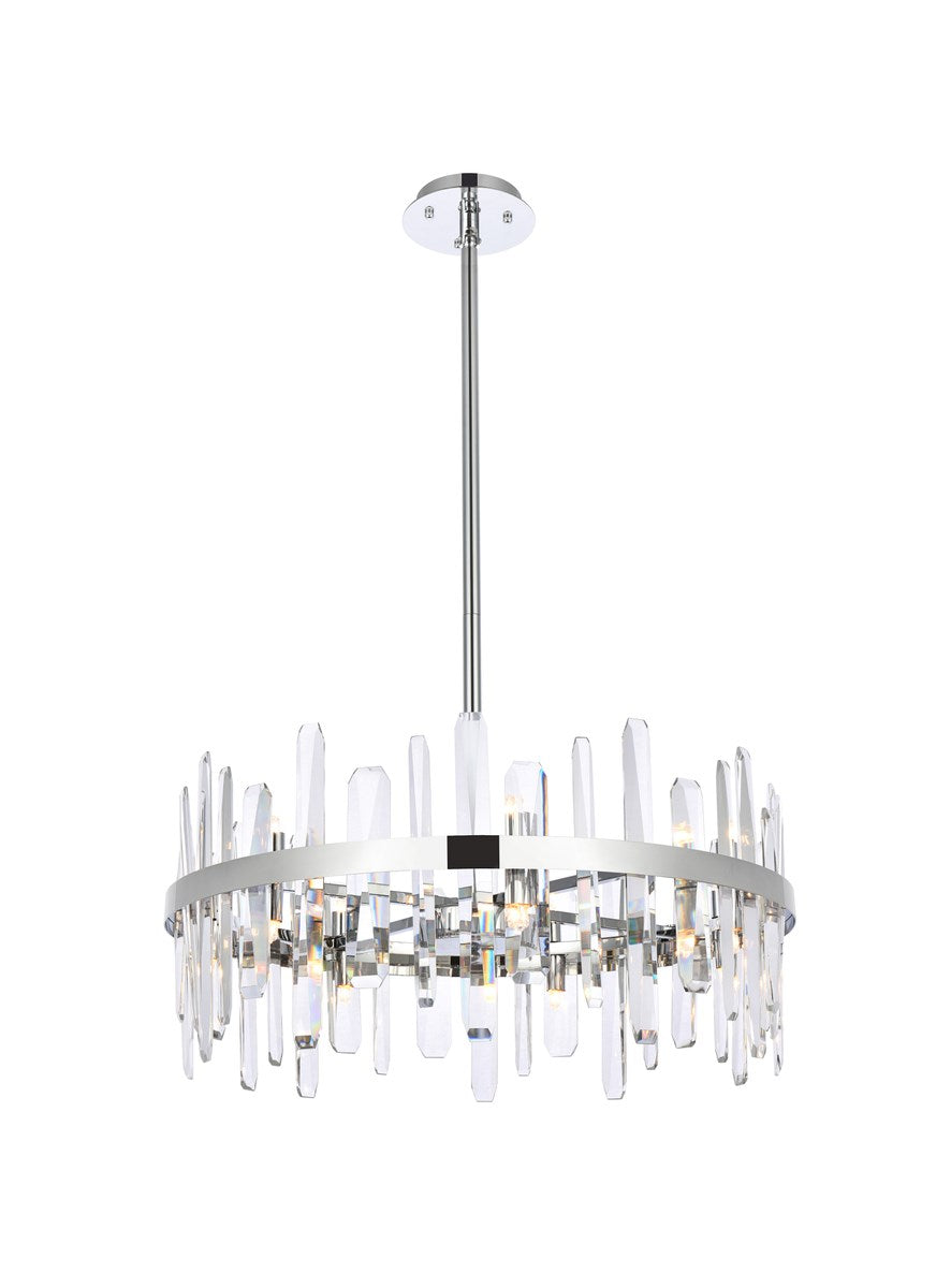 25 Inch Crystal Round Pendant In Chrome by Elegant Lighting
