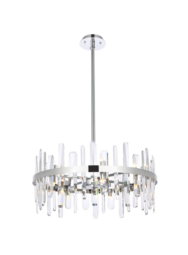 25 Inch Crystal Round Pendant In Chrome by Elegant Lighting