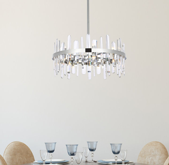 25 Inch Crystal Round Pendant In Chrome