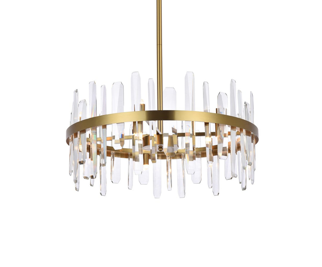 25 Inch Crystal Round Pendant In Satin Gold
