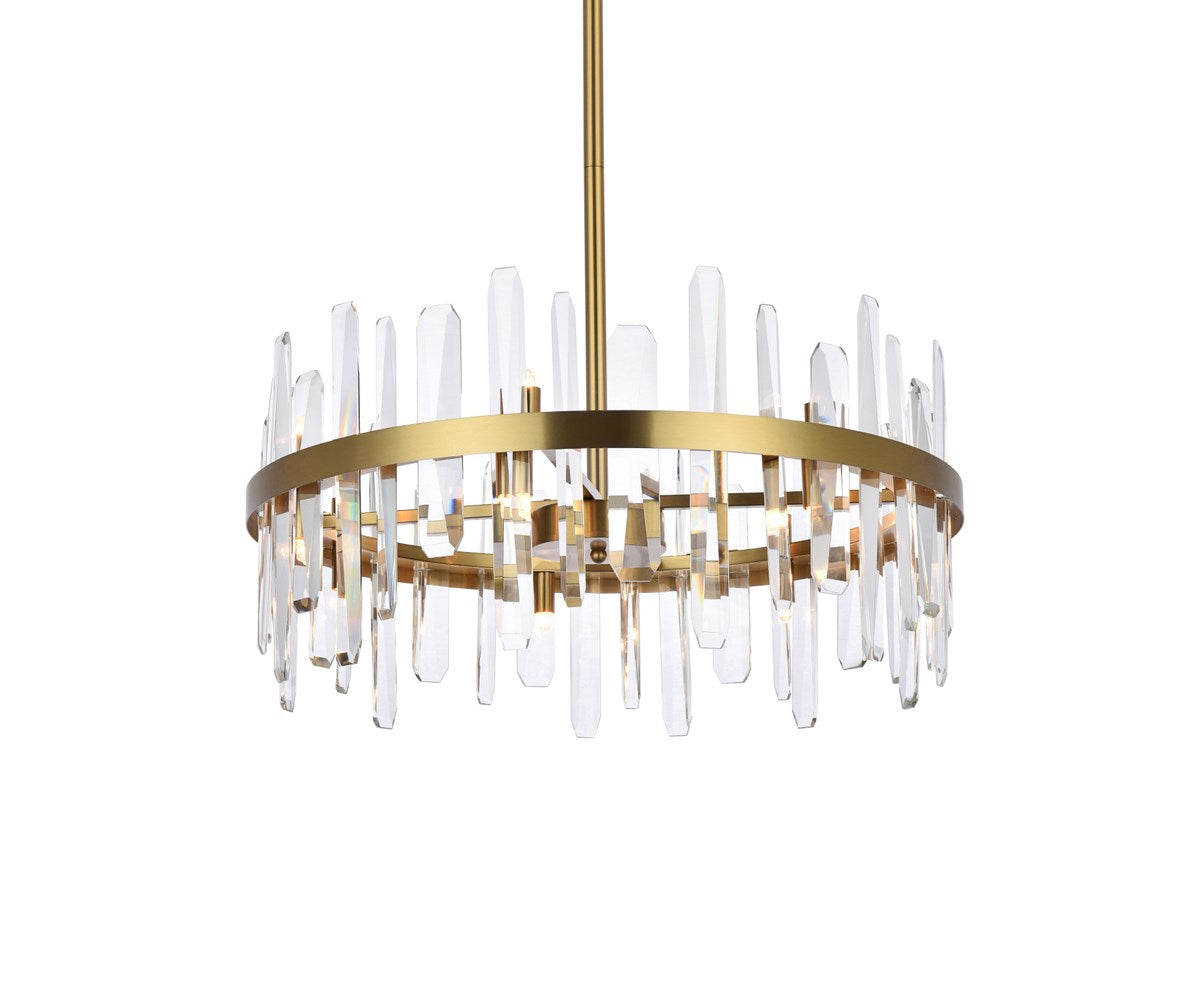25 Inch Crystal Round Pendant In Satin Gold