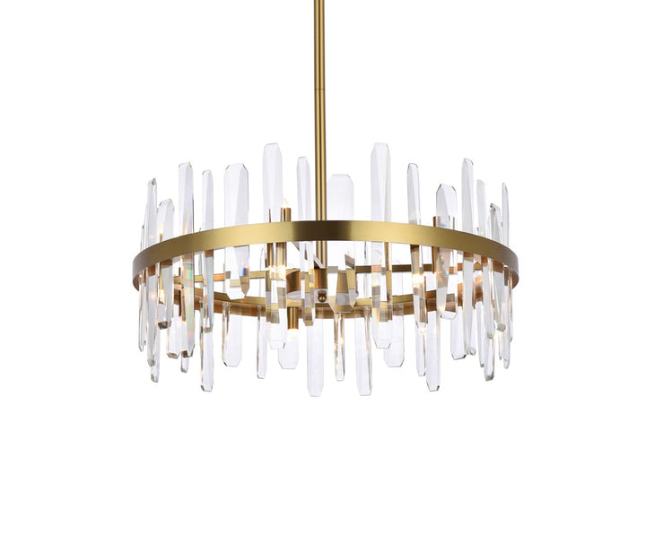 25 Inch Crystal Round Pendant In Satin Gold