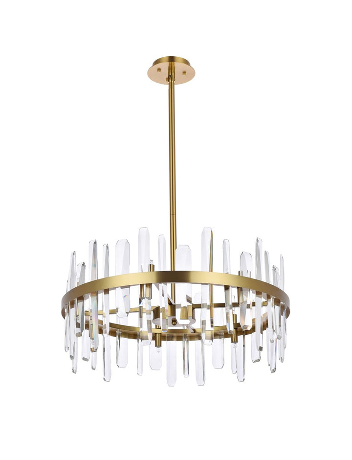 25 Inch Crystal Round Pendant In Satin Gold