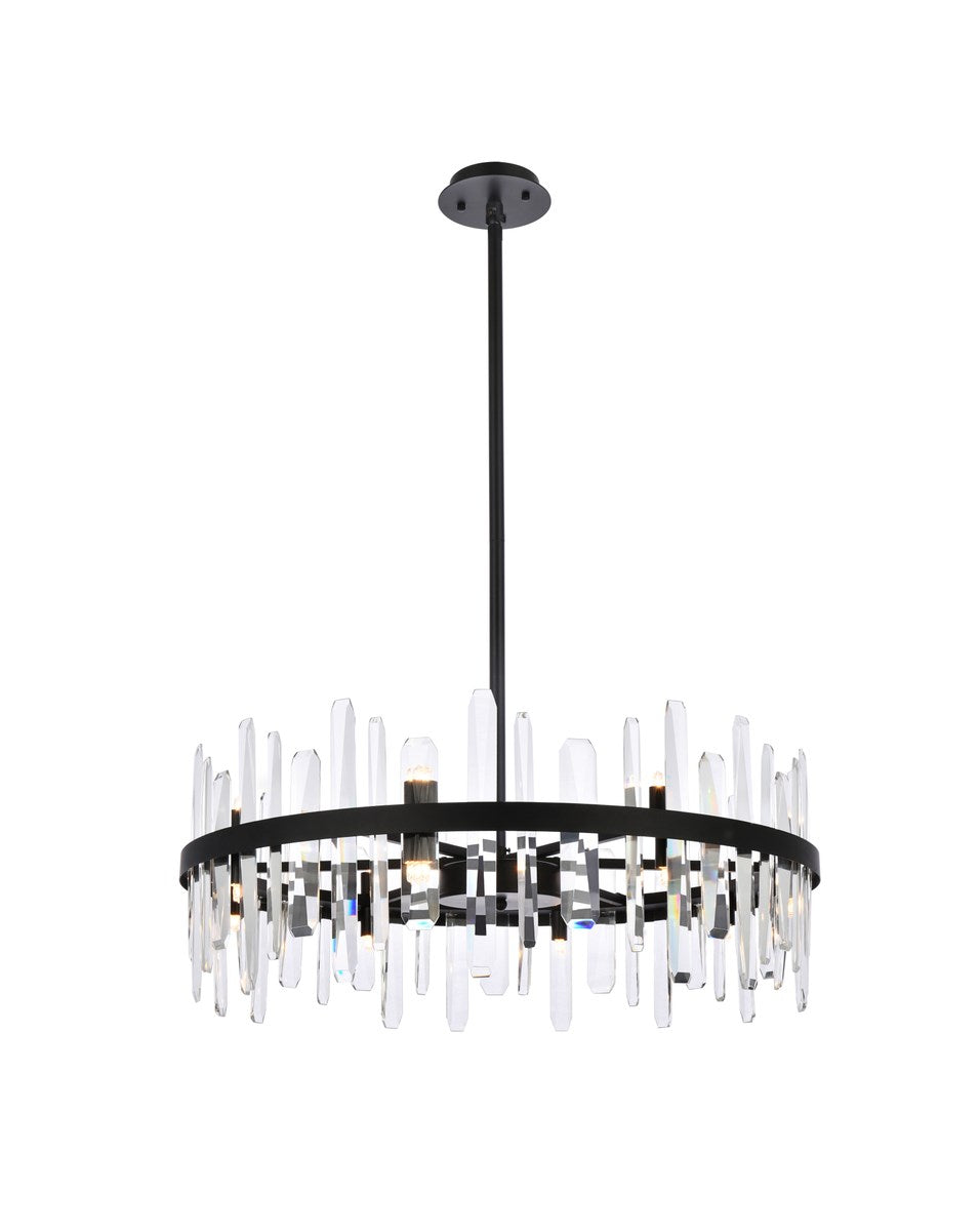 32 Inch Crystal Round Chandelier In Black by Elegant Lighting