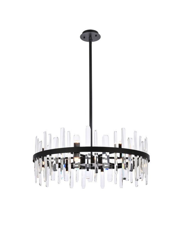 32 Inch Crystal Round Chandelier In Black by Elegant Lighting