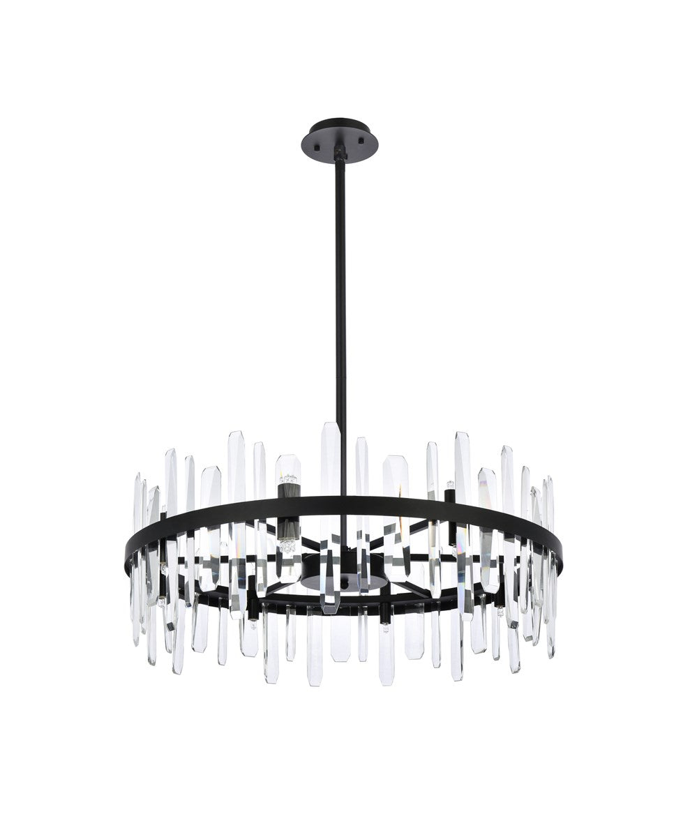 32 Inch Crystal Round Chandelier In Black