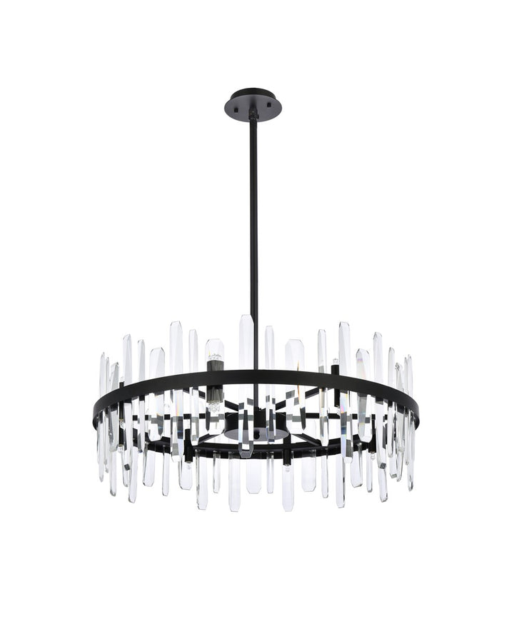 32 Inch Crystal Round Chandelier In Black