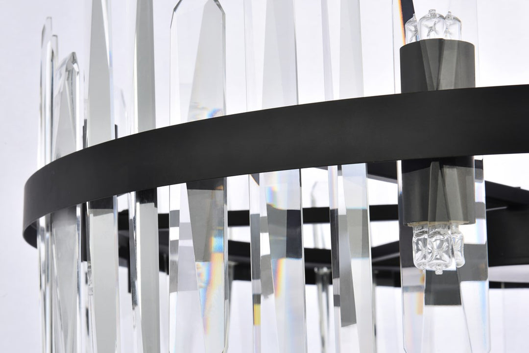 32 Inch Crystal Round Chandelier In Black