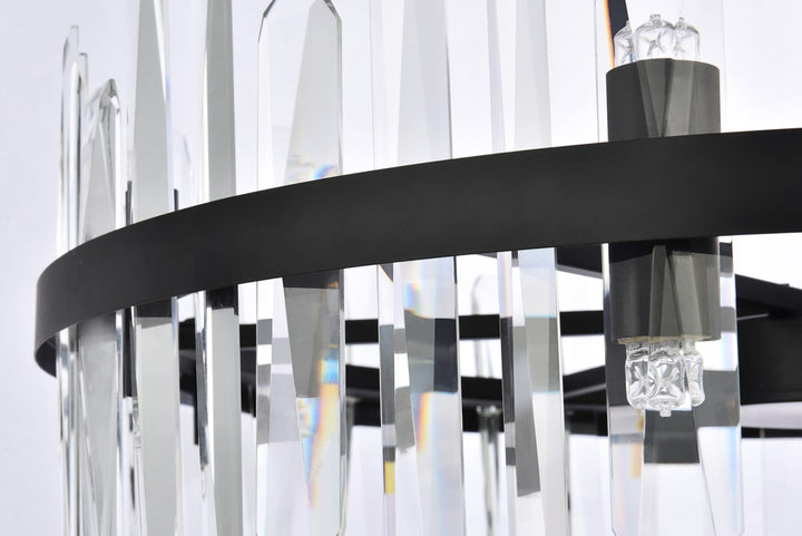 32 Inch Crystal Round Chandelier In Black