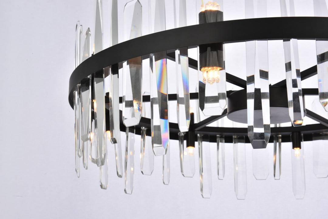 32 Inch Crystal Round Chandelier In Black