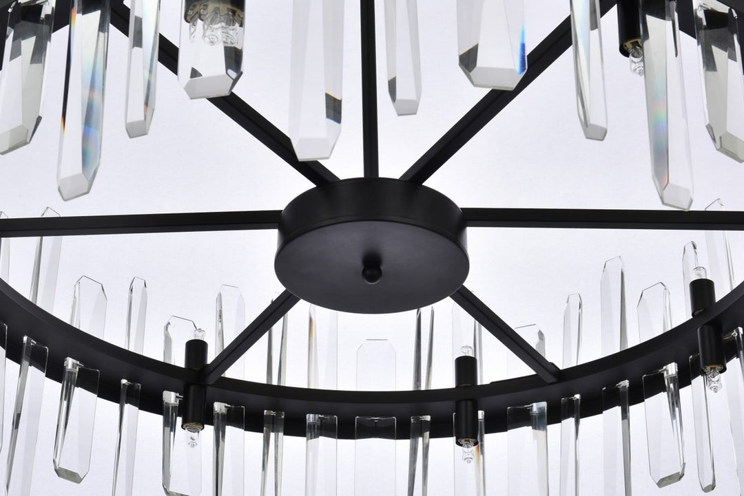 32 Inch Crystal Round Chandelier In Black