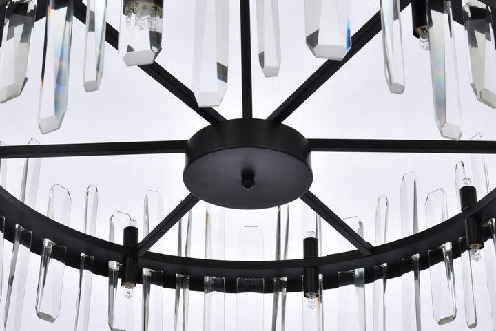 32 Inch Crystal Round Chandelier In Black