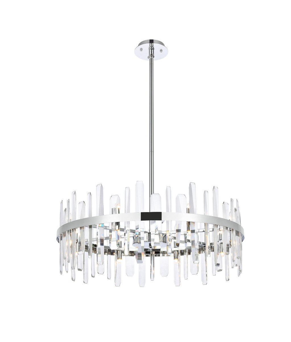 32 Inch Crystal Round Chandelier In Chrome by Elegant Lighting