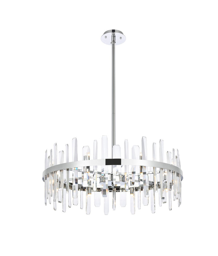 32 Inch Crystal Round Chandelier In Chrome by Elegant Lighting