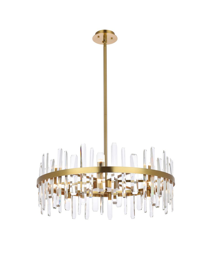 32 Inch Crystal Round Chandelier In Satin Gold by Elegant Lighting